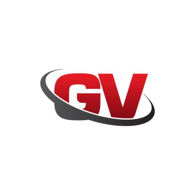Initial letters GV, swoosh orbit ring logo, red gray black, vector template elements for business, company, creative industry