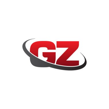Initial letters GZ, swoosh orbit ring logo, red gray black, vector template elements for business, company, creative industry