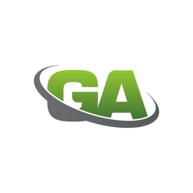 Initial letters GA, swoosh orbit ring logo, green gray silver, vector template elements for business, company, creative industry