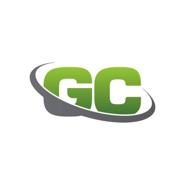 Initial letters GC, swoosh orbit ring logo, green gray silver, vector template elements for business, company, creative industry