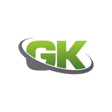 Initial letters GK, swoosh orbit ring logo, green gray silver, vector template elements for business, company, creative industry