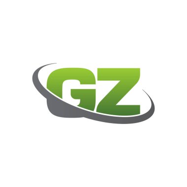 Initial letters GZ, swoosh orbit ring logo, green gray silver, vector template elements for business, company, creative industry