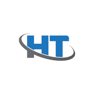 Initial letters HT, swoosh orbit ring logo, blue gray, vector template elements for business, company, creative industry