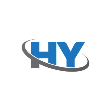 Initial letters HY, swoosh orbit ring logo, blue gray, vector template elements for business, company, creative industry