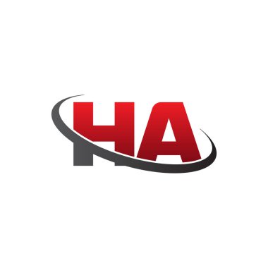 Initial letters HA, swoosh orbit ring logo, red gray black, vector template elements for business, company, creative industry