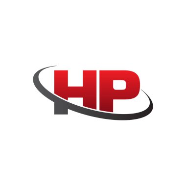 Initial letters HP, swoosh orbit ring logo, red gray black, vector template elements for business, company, creative industry