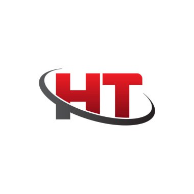 Initial letters HT, swoosh orbit ring logo, red gray black, vector template elements for business, company, creative industry