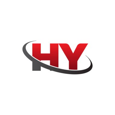 Initial letters HY, swoosh orbit ring logo, red gray black, vector template elements for business, company, creative industry