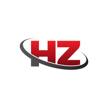 Initial letters HZ, swoosh orbit ring logo, red gray black, vector template elements for business, company, creative industry