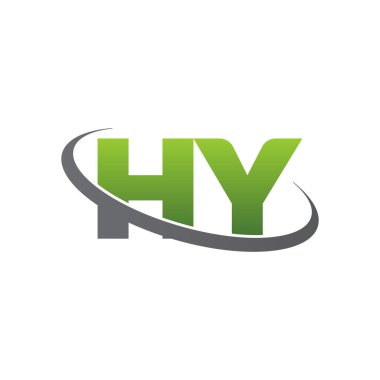 Initial letters HY, swoosh orbit ring logo, green gray silver, vector template elements for business, company, creative industry