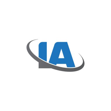 Initial letters IA, swoosh orbit ring logo, blue gray, vector template elements for business, company, creative industry