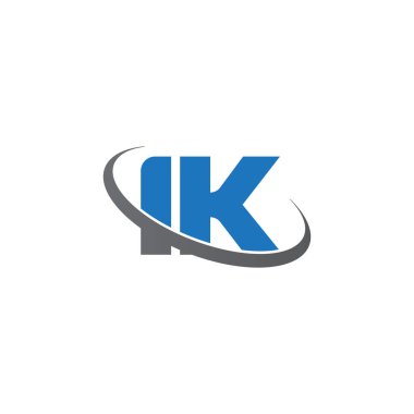 Initial letters IK, swoosh orbit ring logo, blue gray, vector template elements for business, company, creative industry
