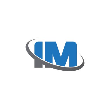 Initial letters IM, swoosh orbit ring logo, blue gray, vector template elements for business, company, creative industry