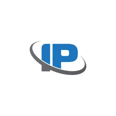 Initial letters IP, swoosh orbit ring logo, blue gray, vector template elements for business, company, creative industry