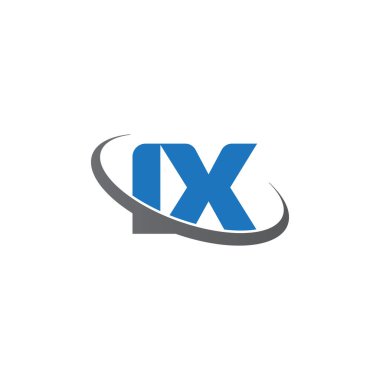 Initial letters IX, swoosh orbit ring logo, blue gray, vector template elements for business, company, creative industry