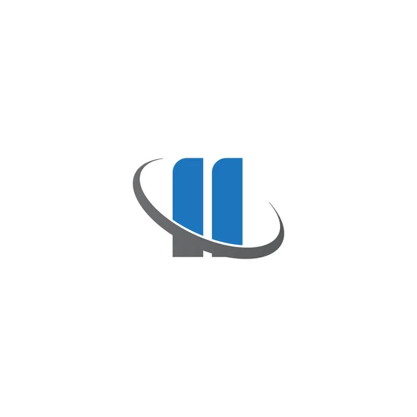 Initial Letters Swoosh Orbit Ring Logo Blue Gray Vector Template — Stok Vektör