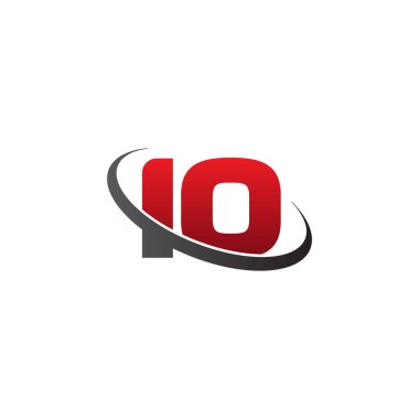 Initial letters IO, swoosh orbit ring logo, red gray black, vector template elements for business, company, creative industry
