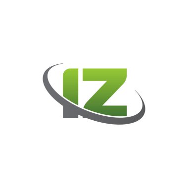 Initial letters IZ, swoosh orbit ring logo, green gray silver, vector template elements for business, company, creative industry