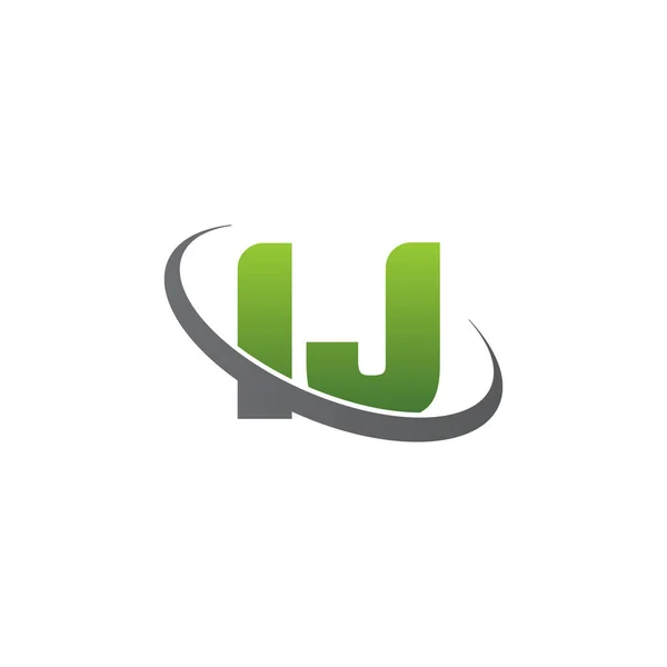 Initial Letters Swoosh Orbit Ring Logo Green Gray Silver Vector — Vettoriale Stock