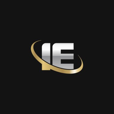Initial letters IE, swoosh orbit ring logo, silver gold on black background, vector template elements for business, company, creative industry