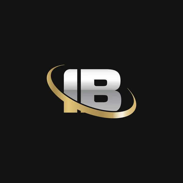 Initial Letters Swoosh Orbit Ring Logo Silver Gold Black Background — Stockový vektor