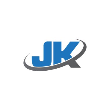 Initial letters JK, swoosh orbit ring logo, blue gray, vector template elements for business, company, creative industry