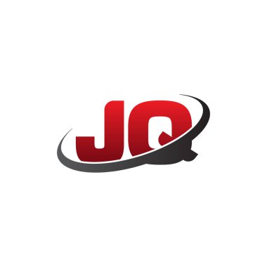 Initial letters JQ, swoosh orbit ring logo, red gray black, vector template elements for business, company, creative industry