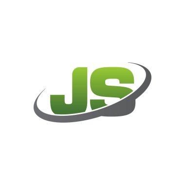 Initial letters JS, swoosh orbit ring logo, green gray silver, vector template elements for business, company, creative industry