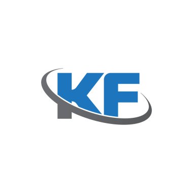 Initial letters KF, swoosh orbit ring logo, blue gray, vector template elements for business, company, creative industry