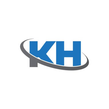 Initial letters KH, swoosh orbit ring logo, blue gray, vector template elements for business, company, creative industry