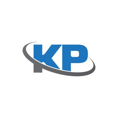 Initial letters KP, swoosh orbit ring logo, blue gray, vector template elements for business, company, creative industry