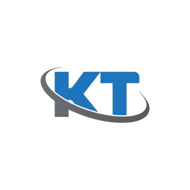 Initial letters KT, swoosh orbit ring logo, blue gray, vector template elements for business, company, creative industry