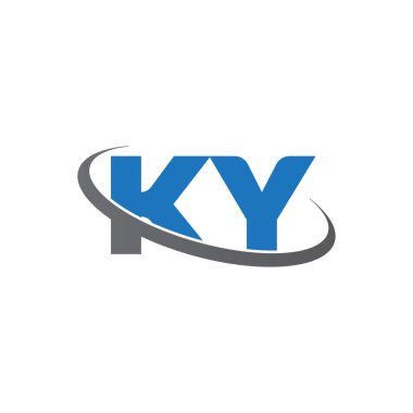 Initial letters KY, swoosh orbit ring logo, blue gray, vector template elements for business, company, creative industry