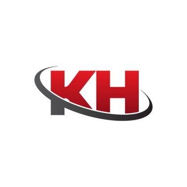 Initial letters KH, swoosh orbit ring logo, red gray black, vector template elements for business, company, creative industry