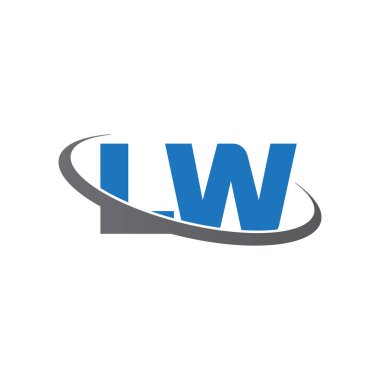 Initial letters LW, swoosh orbit ring logo, blue gray, vector template elements for business, company, creative industry