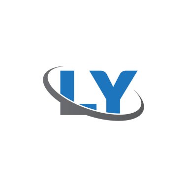 Initial letters LY, swoosh orbit ring logo, blue gray, vector template elements for business, company, creative industry