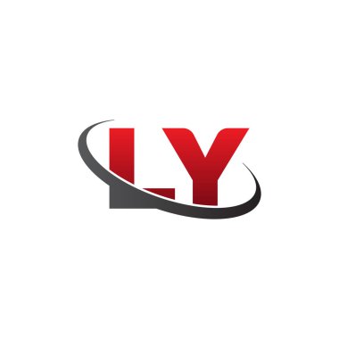 Initial letters LY, swoosh orbit ring logo, red gray black, vector template elements for business, company, creative industry