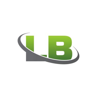Initial letters LB, swoosh orbit ring logo, green gray silver, vector template elements for business, company, creative industry