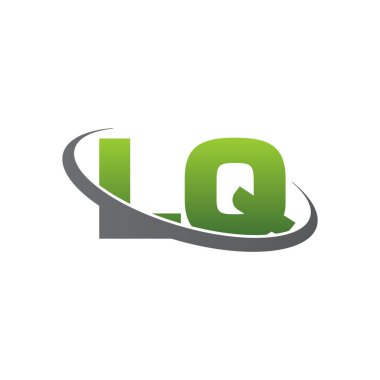 Initial letters LQ, swoosh orbit ring logo, green gray silver, vector template elements for business, company, creative industry
