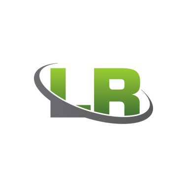 Initial letters LR, swoosh orbit ring logo, green gray silver, vector template elements for business, company, creative industry