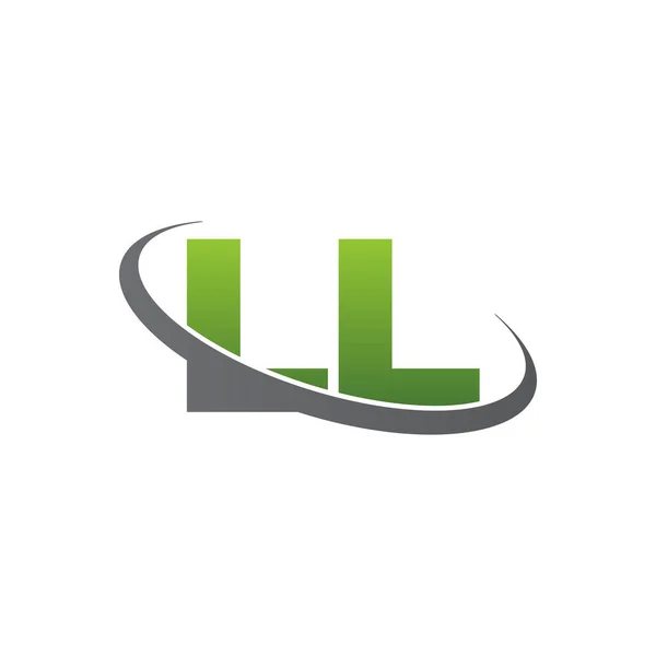 Initial Letters Swoosh Orbit Ring Logo Green Gray Silver Vector —  Vetores de Stock