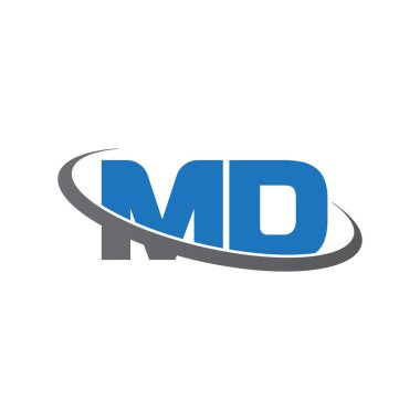 Initial letters MD, swoosh orbit ring logo, blue gray, vector template elements for business, company, creative industry