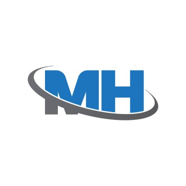 Initial letters MH, swoosh orbit ring logo, blue gray, vector template elements for business, company, creative industry