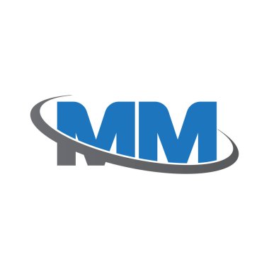 Initial letters MM, swoosh orbit ring logo, blue gray, vector template elements for business, company, creative industry