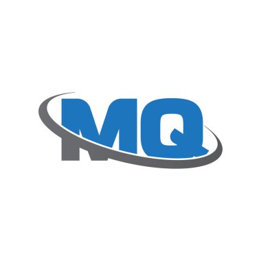 Initial letters MQ, swoosh orbit ring logo, blue gray, vector template elements for business, company, creative industry