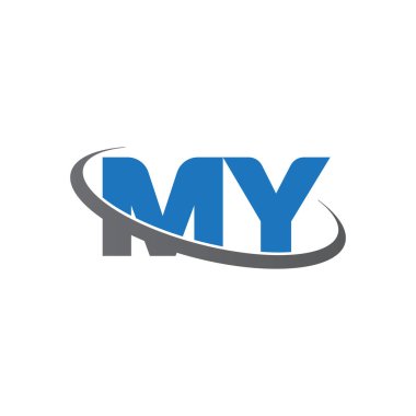 Initial letters MY, swoosh orbit ring logo, blue gray, vector template elements for business, company, creative industry