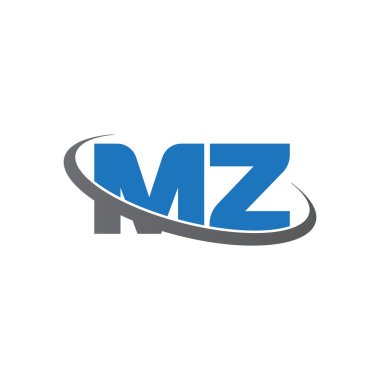 Initial letters MZ, swoosh orbit ring logo, blue gray, vector template elements for business, company, creative industry