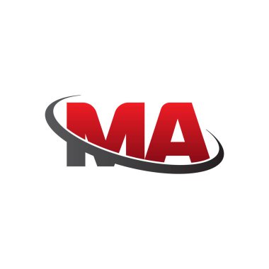 Initial letters MA, swoosh orbit ring logo, red gray black, vector template elements for business, company, creative industry