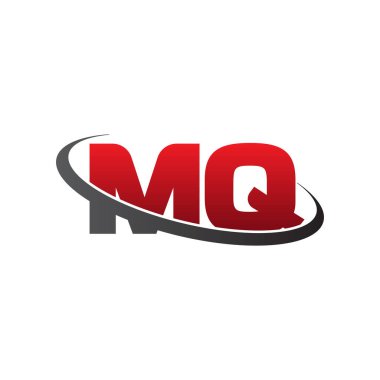 Initial letters MQ, swoosh orbit ring logo, red gray black, vector template elements for business, company, creative industry