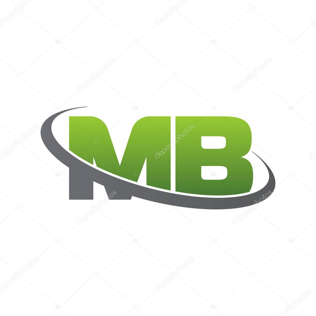 Initial letters MB, swoosh orbit ring logo, green gray silver, vector template elements for business, company, creative industry